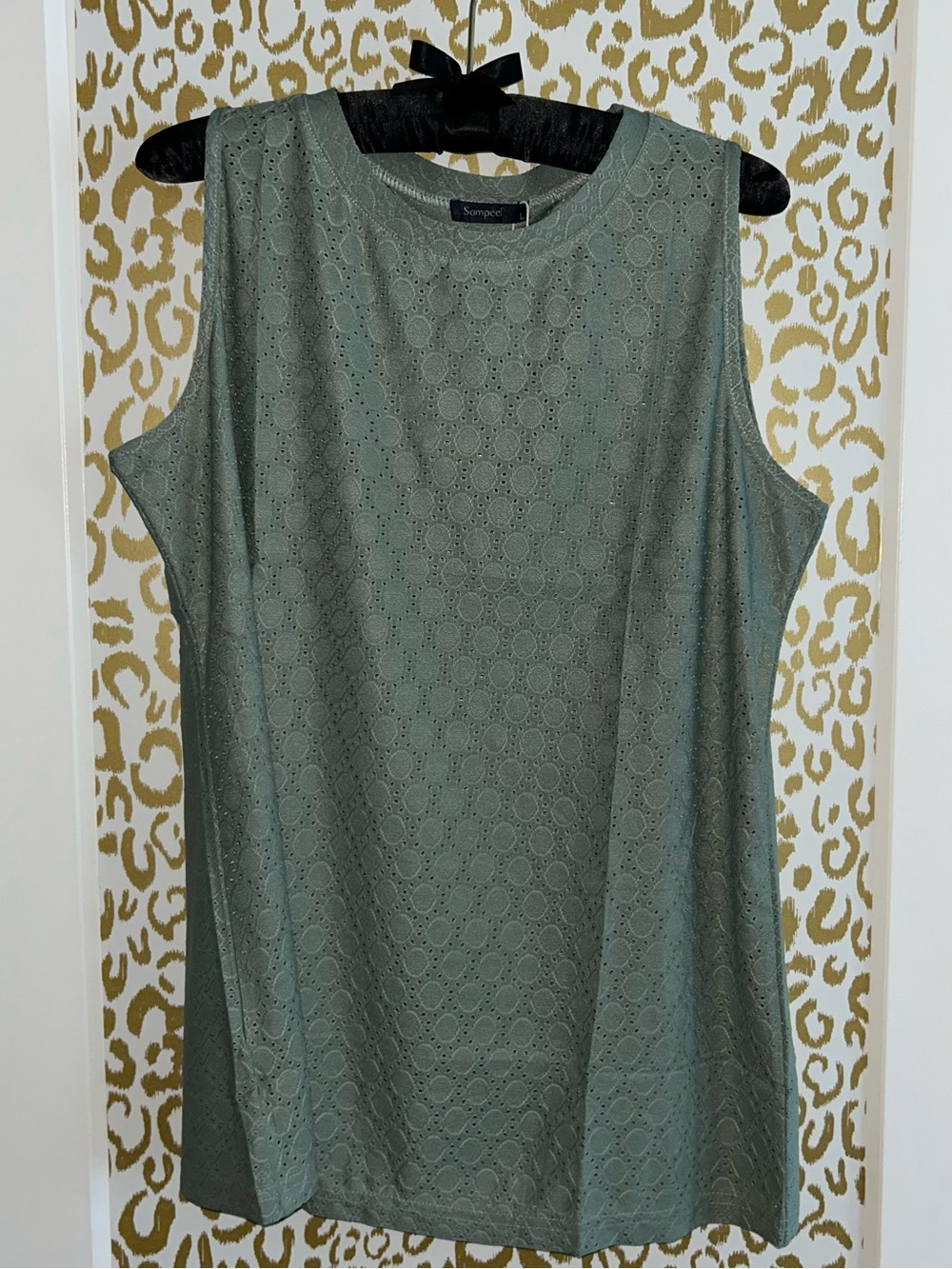 Sage Green Eyelet A-Line Tank